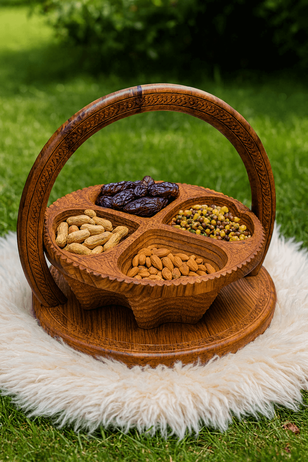 Expandable Serving Tray/Basket | 4 hearts - Chinioti Handcrafts