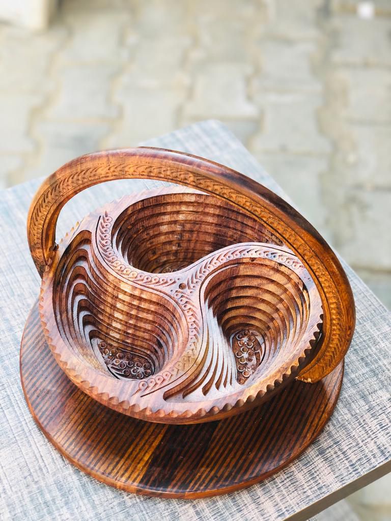 Handcrafted Walnut wood Foldable Dry Fruits Serving Tray