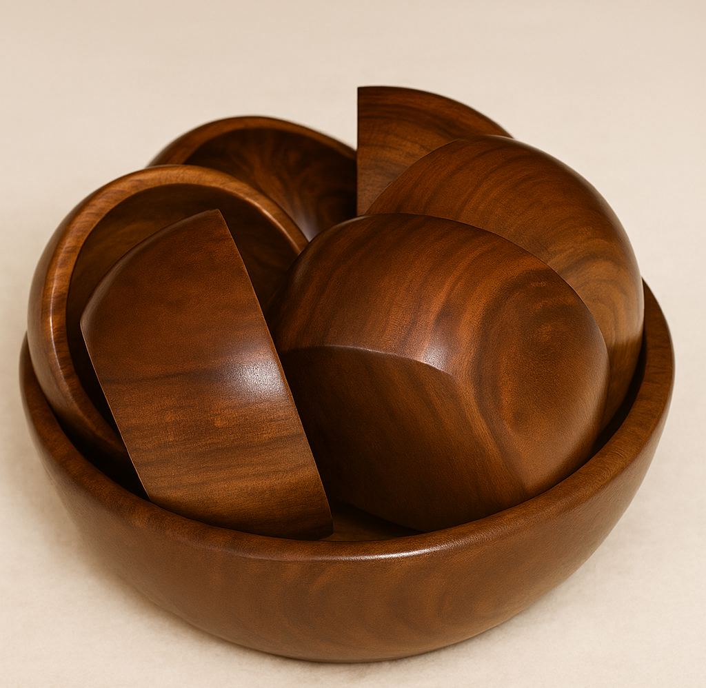 Premium handmade wooden dining bowl set for table presentation – Chinioti Handcrafts
