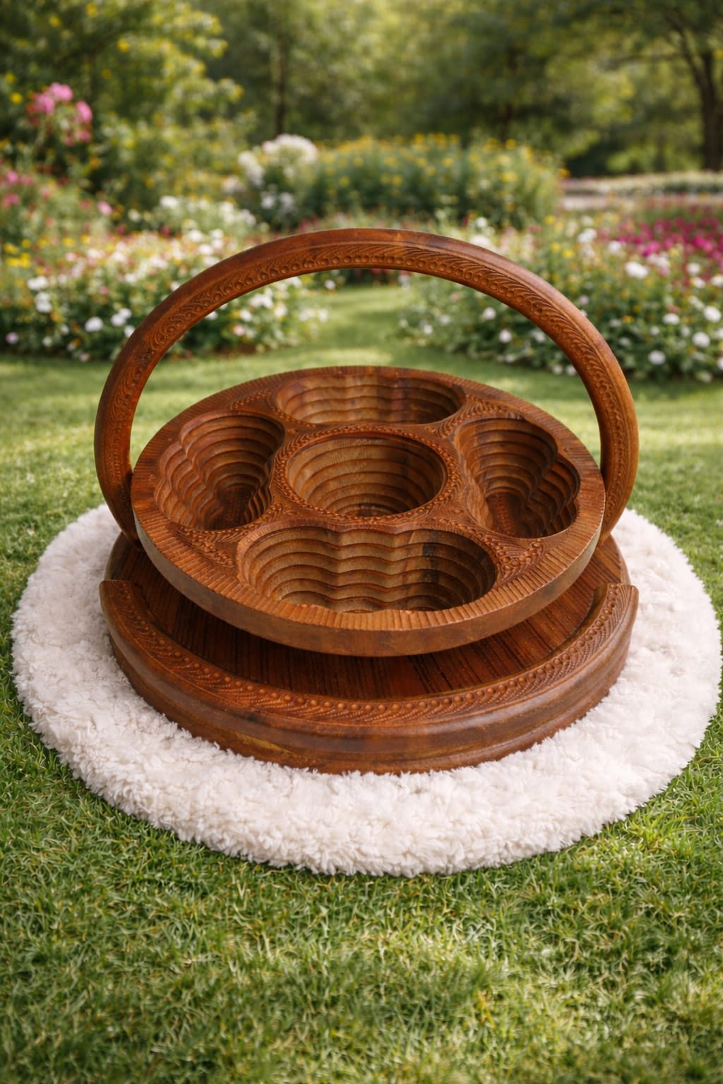 Rustic solid wood 5 compartment snack organizer tray – Chinioti Handcrafts