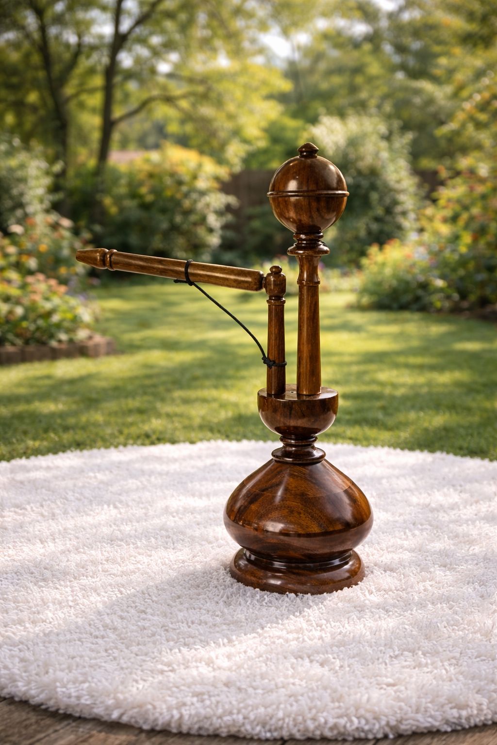 Artisan carved wooden hookah display piece for home decor – Chinioti Handcrafts