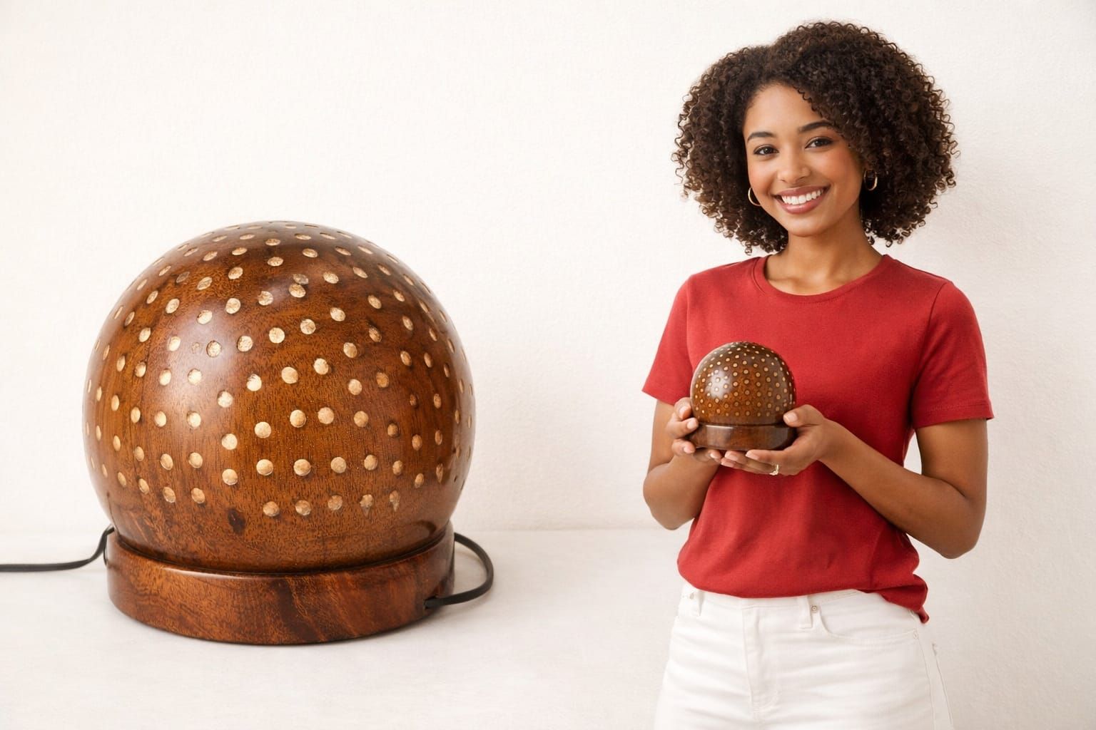 Handmade wooden perforated dome lamp for cozy home decor – Chinioti Handcrafts