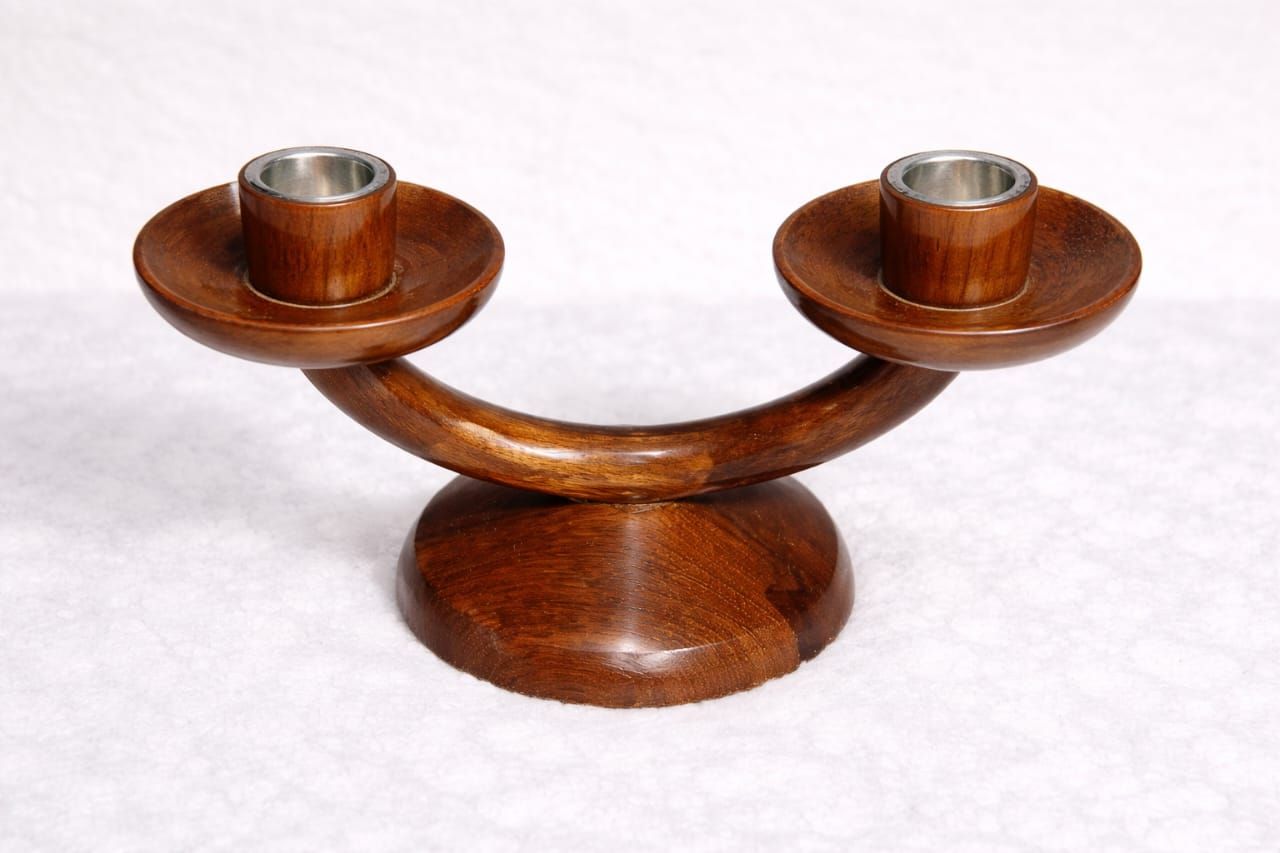Artisan solid wood candle stand designed for two candles – Chinioti Handcrafts