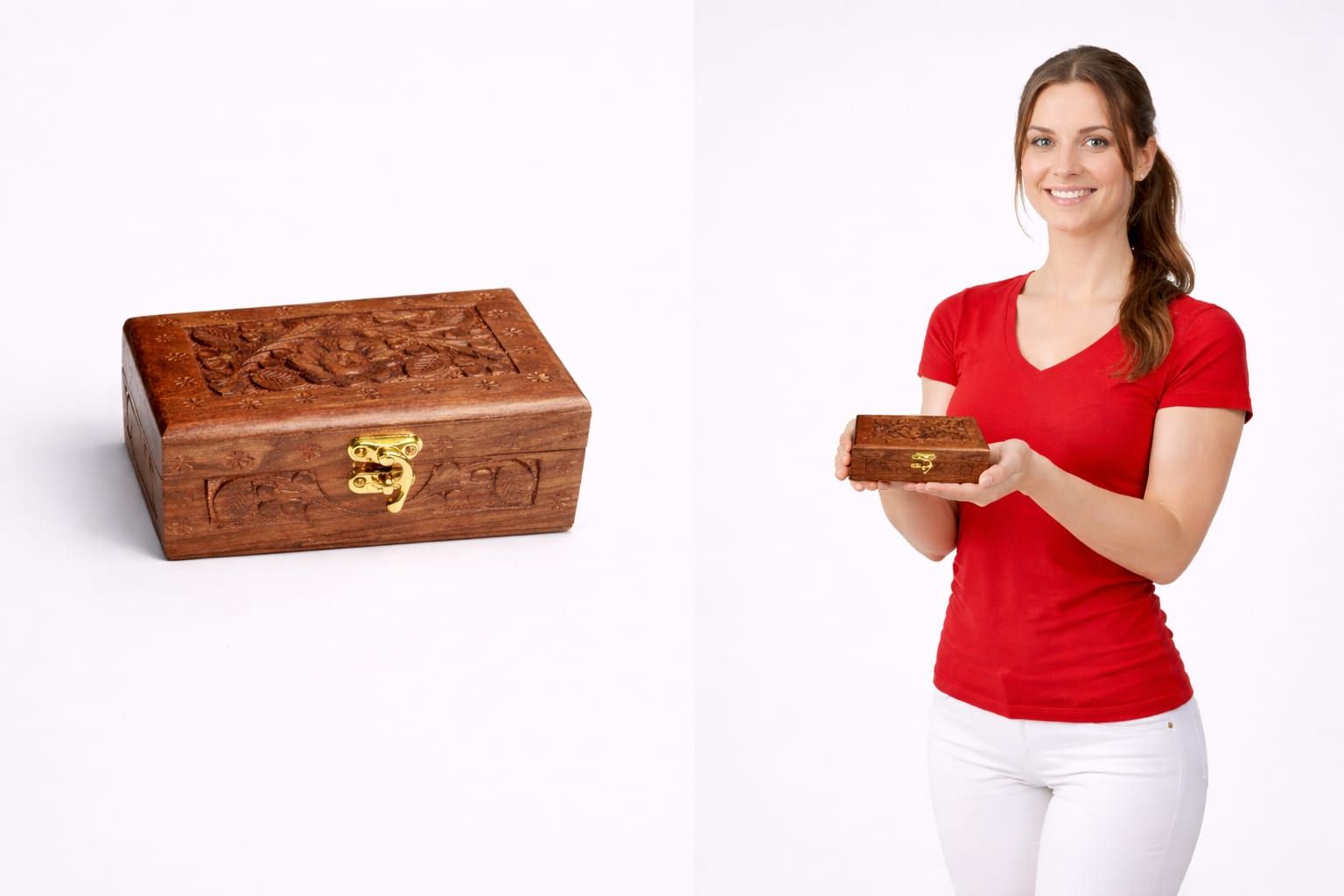 Rustic handmade wooden jewelry storage chest for rings and accessories – Chinioti Handcrafts