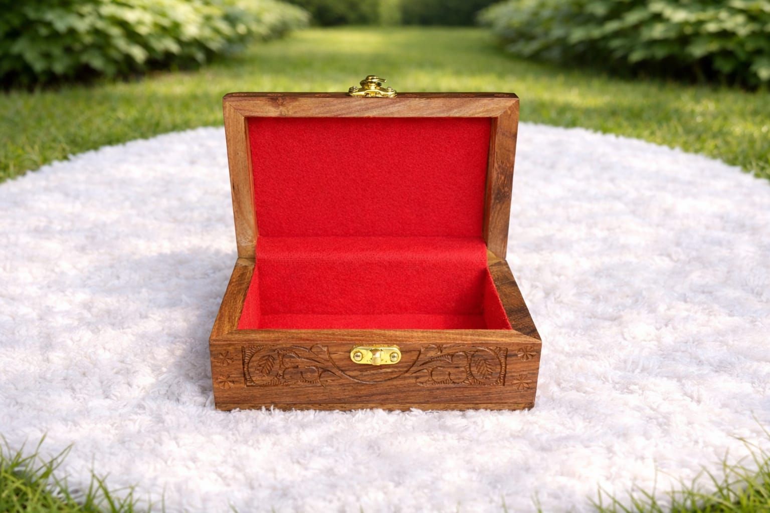 Solid wood storage chest with soft velvet interior for jewelry – Chinioti Handcrafts