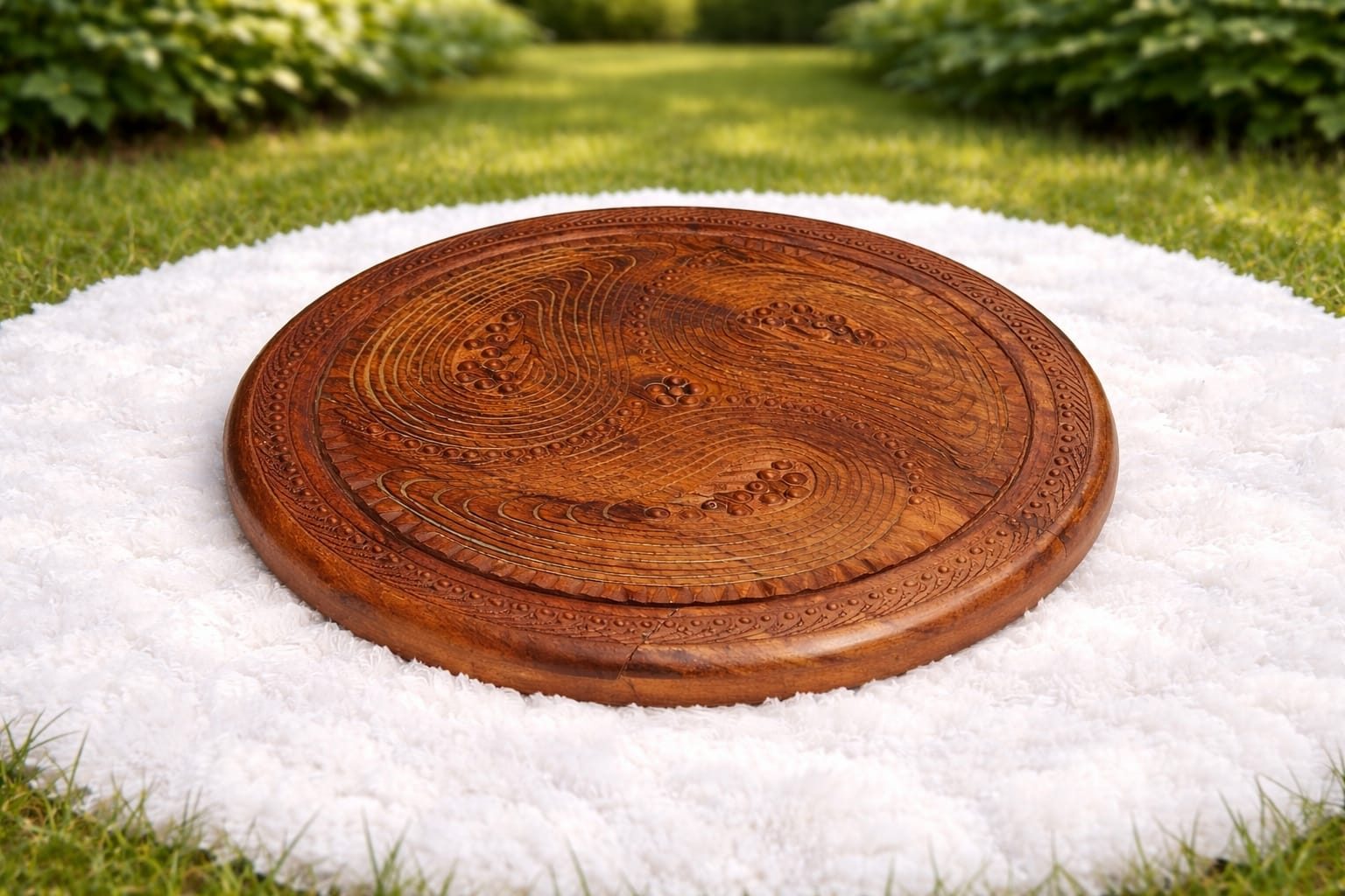 Artisan handmade wooden snack serving tray with natural wood finish – Chinioti Handcrafts