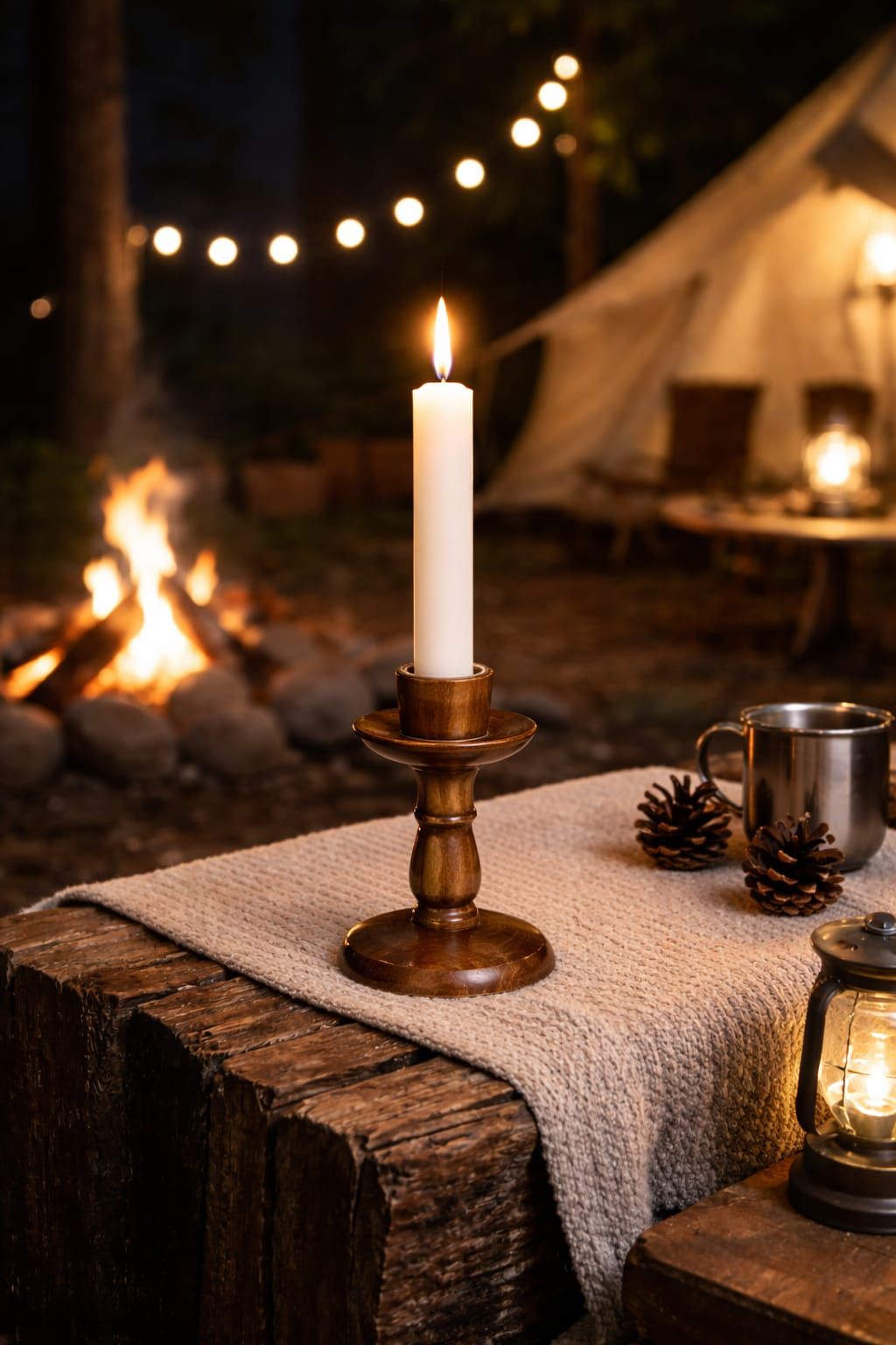 Artisan solid wood candle stand designed for one candle – Chinioti Handcrafts