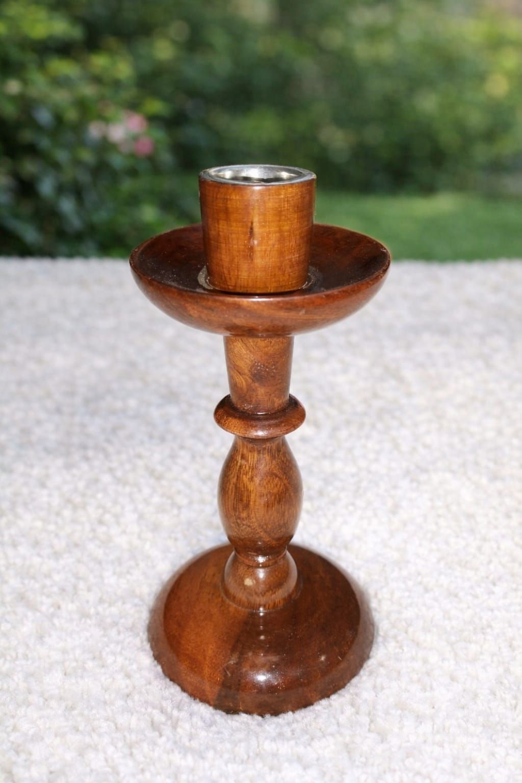 Handcrafted wooden single candle holder solid wood stand – Chinioti Handcrafts