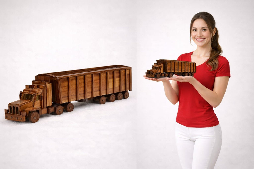 Solid Wood Miniature Toy Truck – Handmade Rustic Home Decor - Chinioti Handcrafts