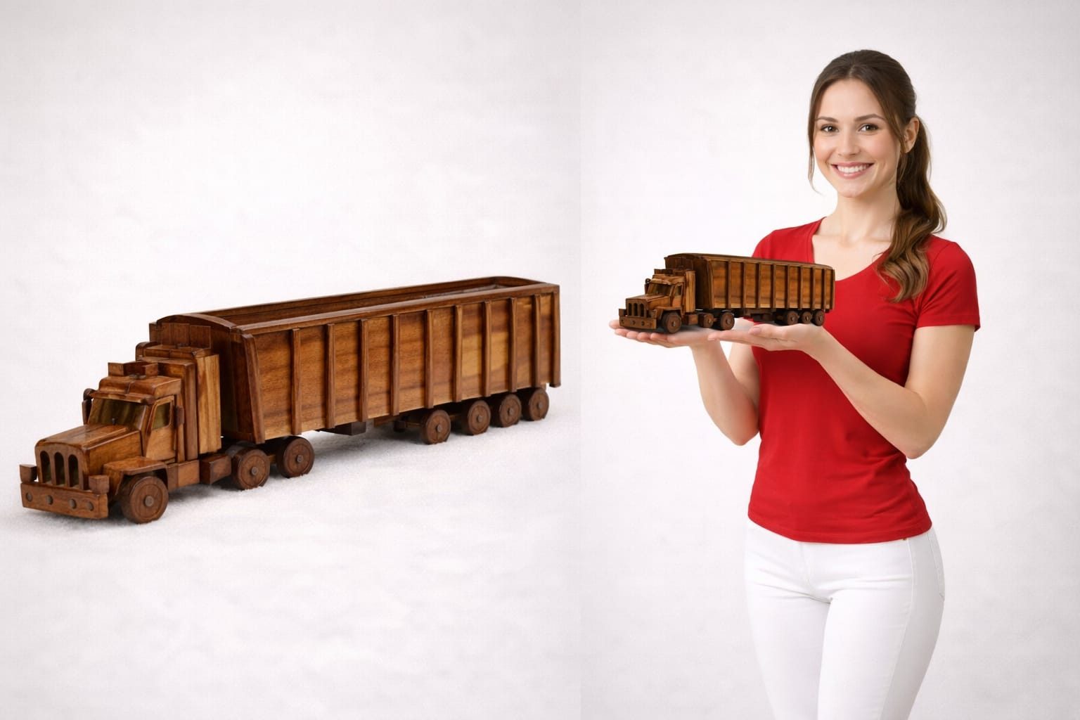 Solid Wood Miniature Toy Truck – Handmade Rustic Home Decor - Chinioti Handcrafts