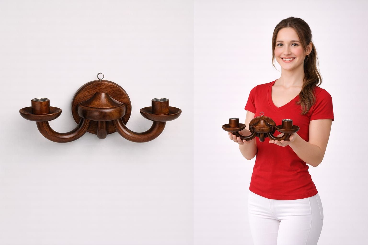 Artisan handmade wooden triple candle holder for wall decor – Chinioti Handcrafts